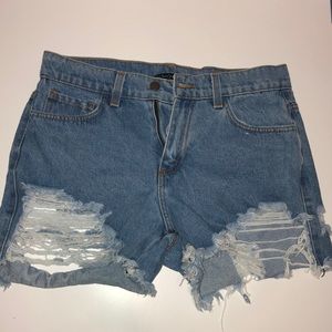 Denim distressed shorts